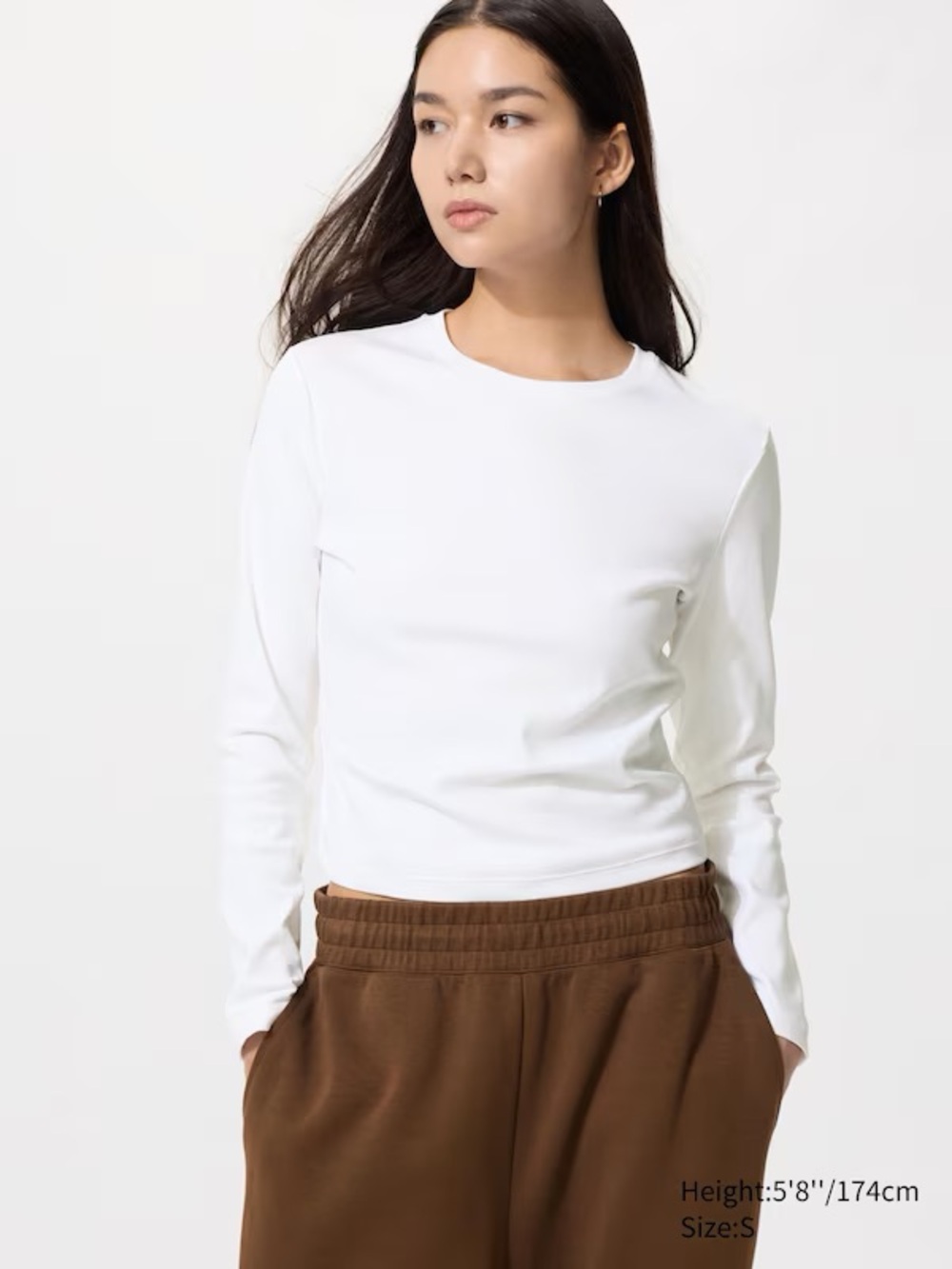 Uniqlo Women's White Long-Sleeve Crewneck Top